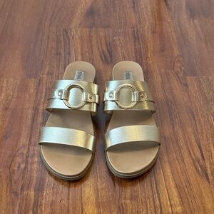 Steve Madden Metallic Gold Slide Sandals